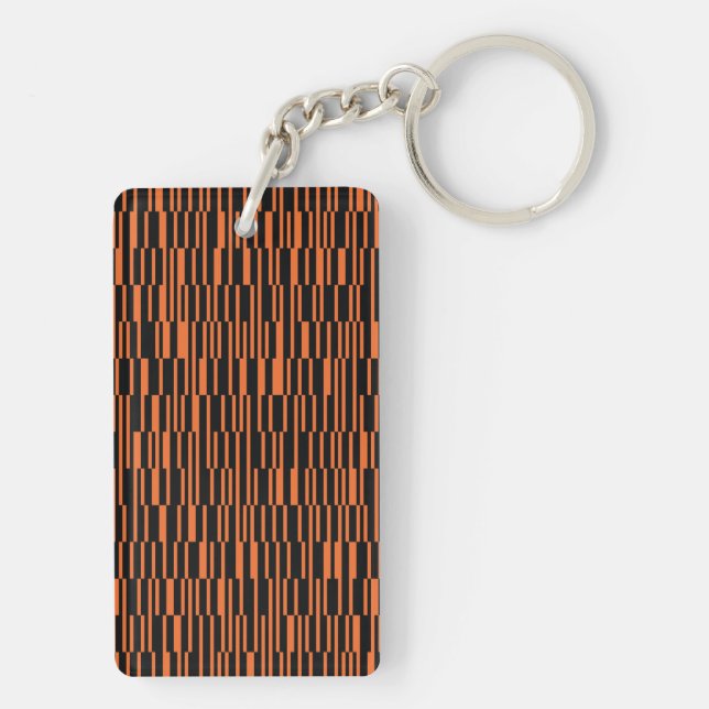 Orange, cool, trendy, modern geometric graphic art key ring (Back)