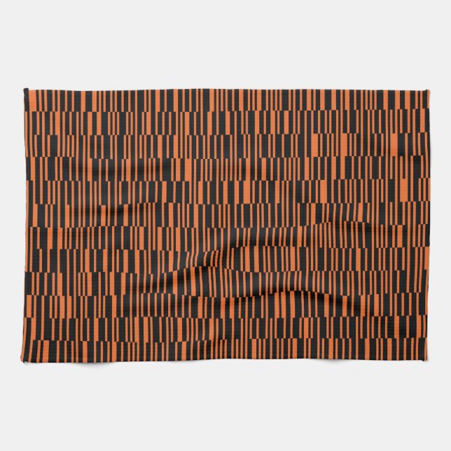 Orange, cool, trendy, modern geometric graphic art tea towel (Horizontal)