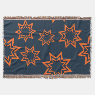 Orange, cool, trendy, playful star shape pattern throw blanket