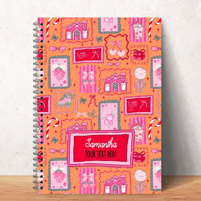 Orange Coquette aesthetic girly whimsical pattern  Notebook (Creator Uploaded)