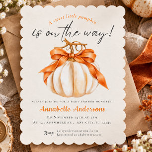 Orange Coquette Pumpkin Neutral Baby Shower Invitation