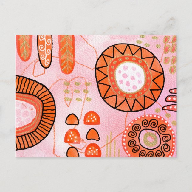 Orange Coral Abstract Postcard (Front)