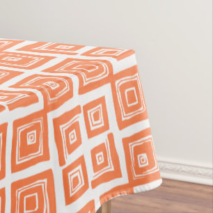 Orange Coral Abstract Squares Pattern Tablecloth