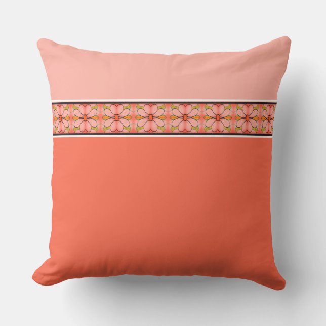 Orange Coral and Pink Patio Cushion (Front)