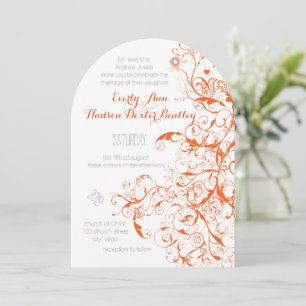 Orange Coral Birds & Swirls Wedding Invitations