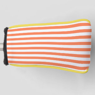 Orange Coral Colour Stripes Vacation Summer Pastel Golf Head Cover