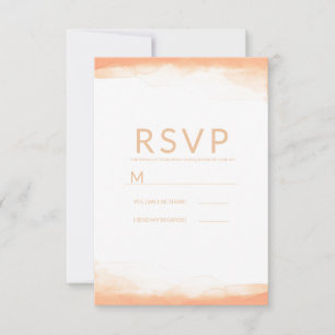 Orange Coral Watercolor Modern Wedding RSVP Card