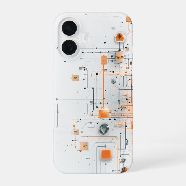 Orange Core Schematic iPhone 16 Case (Back)