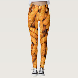Orange Corn Cob: Harvest Agriculture Background Leggings