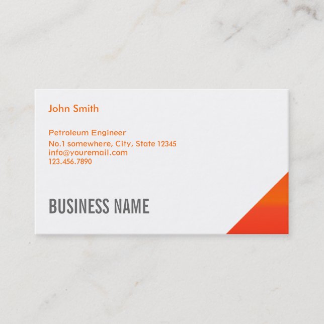 Orange Corner Petroleum Engineer Business Card (Front)