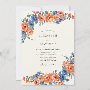 Orange Cornflower Petal Wedding Invitation