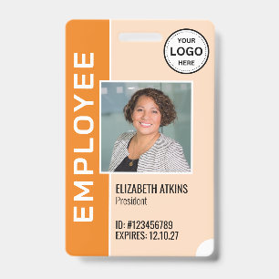 Orange Corporate Logo Employee Photo Badge ID Badge