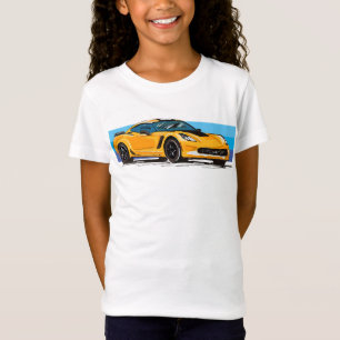 Orange Corvette C7 with Blue Stripes T-Shirt