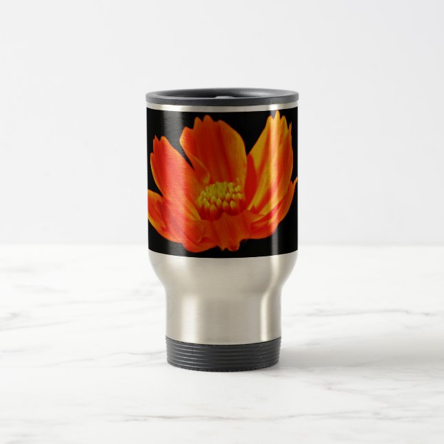 Orange Cosmos Flower Travel Mug (Center)