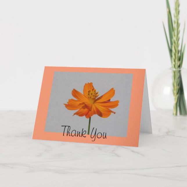 Orange Cosmos Thank You Greeting Card (Front)