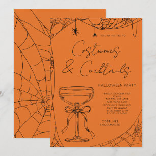 Orange Costumes and Cocktails Halloween Party Invitation