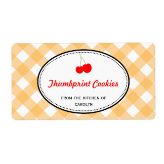 Orange country gingham pattern red cherry food