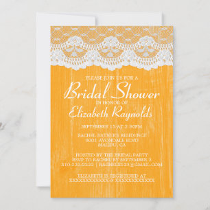 Orange Country Lace Bridal Shower Invitations