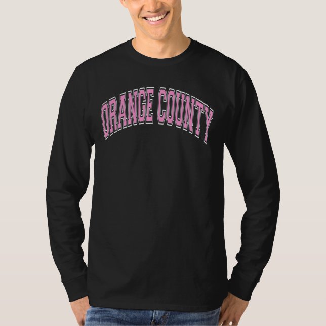 Orange County California Ca Varsity Style Pink Tex T-Shirt (Front)
