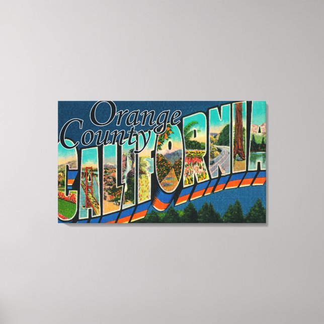 Orange County, California - Large Letter Scenes Canvas Print (Front)