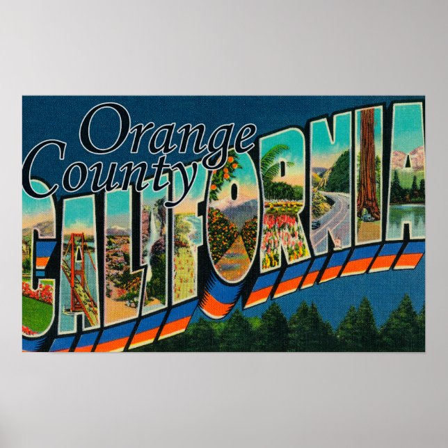 Orange County, California - Large Letter Scenes Poster (Front)