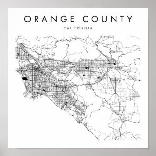 Orange County California Minimal Modern Street Map Poster