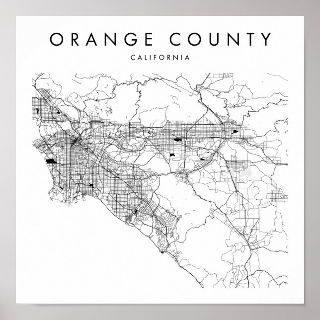Orange County California Minimal Modern Street Map Poster (Front)