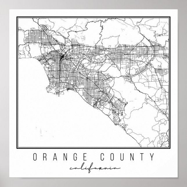 Orange County California Street Map Poster (Front)