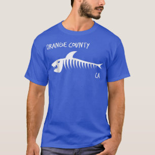 Orange County Shark Skeleton White Print T-Shirt
