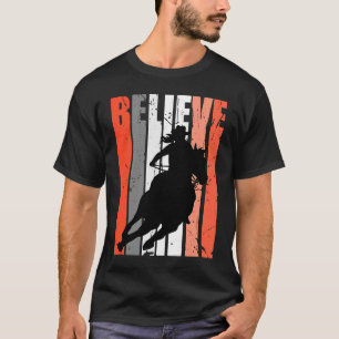Orange Cowgirls Horse Riding Rider Retro Vintage C T-Shirt