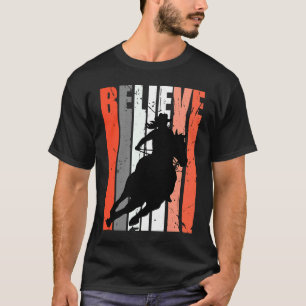Orange Cowgirls Horse Riding Rider Retro Vintage C T-Shirt