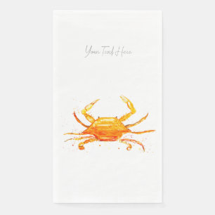 Orange Crab Blue Vintage Boho Beach Party Napkin