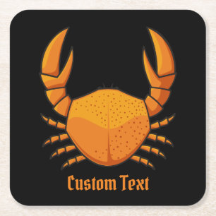 Orange Crab Square Paper Coaster