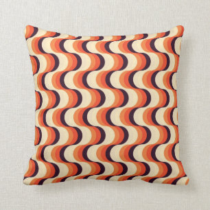 Orange, Cream, Brown Retro Fifties Abstract Art Cushion