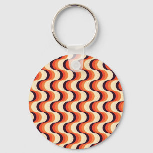Orange, Cream, Brown Retro Fifties Abstract Art Key Ring