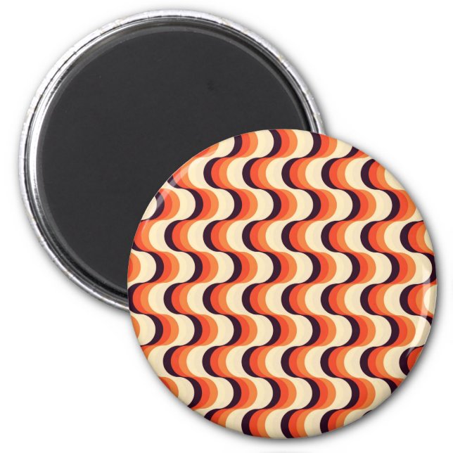 Orange, Cream, Brown Retro Fifties Abstract Art Magnet (Front)