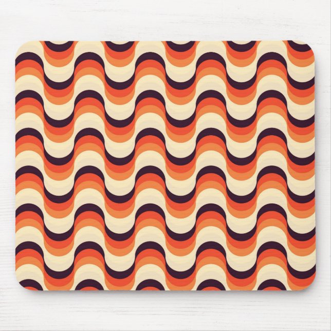 Orange, Cream, Brown Retro Fifties Abstract Art Mouse Pad (Front)