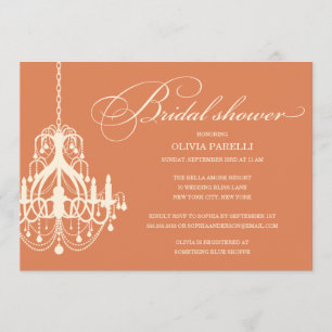 ORANGE & CREAM CHANDELIER BRIDAL SHOWER INVITE