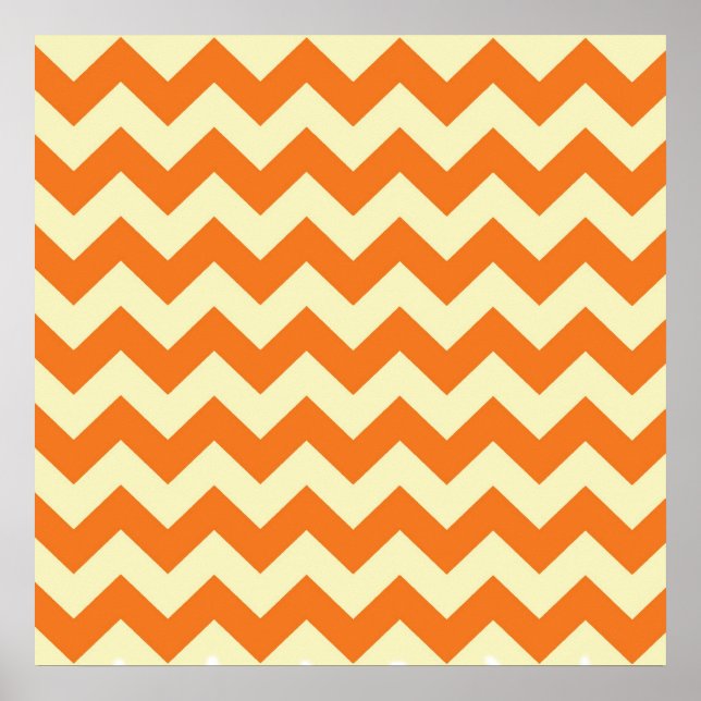Orange Cream Citrus Chevron ZigZag Stripes Gifts Poster (Front)