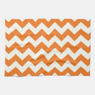 Orange Cream Citrus Chevron ZigZag Stripes Gifts Tea Towel