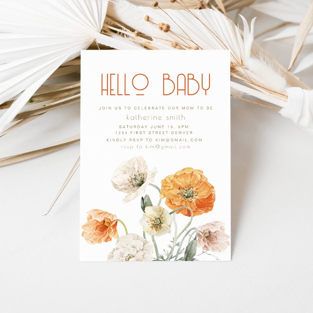 Orange & Cream Floral Baby Shower Party Invitation (Creator Uploaded)