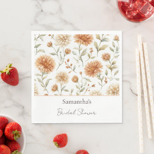 Orange Cream Flowers Bridal Shower Napkin