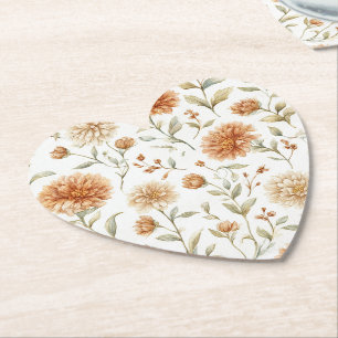 Orange Cream Flowers Bridal Shower Paper Coaster