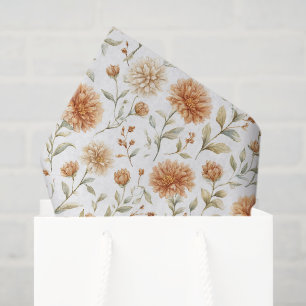 Orange Cream Flowers Bridal Shower Tissue Paper