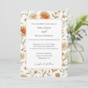 Orange Cream Flowers Wedding Invitation