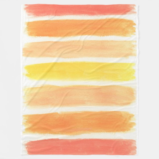 Orange Cream Sickle Stripes  Fleece Blanket (Front)