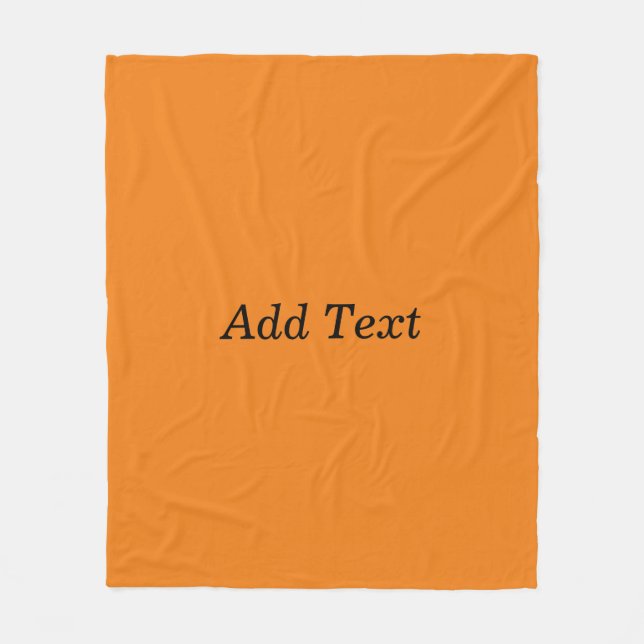 Orange Create Your Own Add Text Custom Fleece Blanket (Front)
