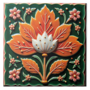 Orange Creme Flora Tile
