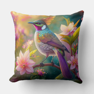 Orange Crested Rainbow Jay Fantasy Bird Cushion