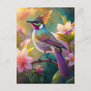 Orange Crested Rainbow Jay Fantasy Bird Postcard